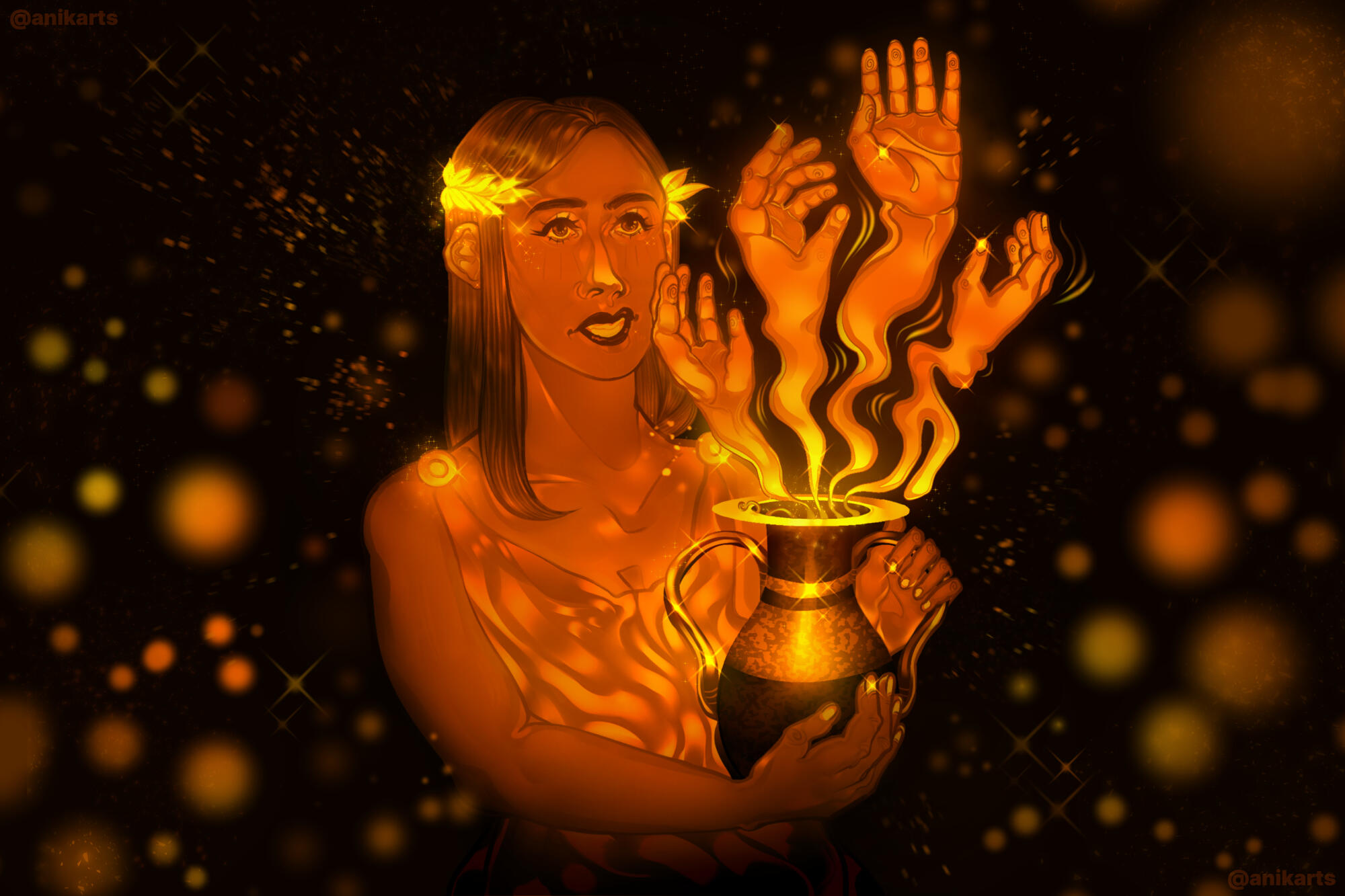 A black-and-white transparent image of a continuous contour line drawing of several pitchers. This sketch was completed with pen and ink in 2017 by Anika Sultana.